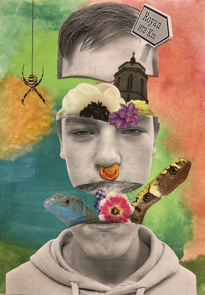 Künstlerisch aufgearbeitetes Portrait mit assoziativen Elementen aus Balingen