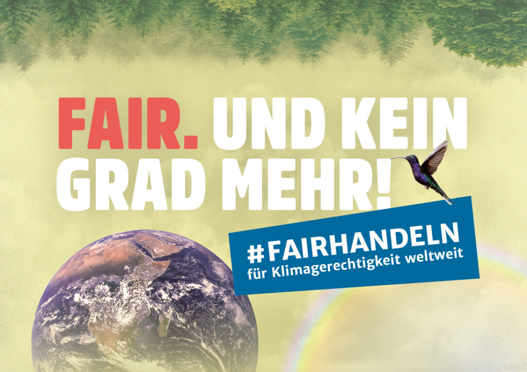 Banner der Fairen Woche mit dem Motto "Fair. Und kein Grad mehr!"